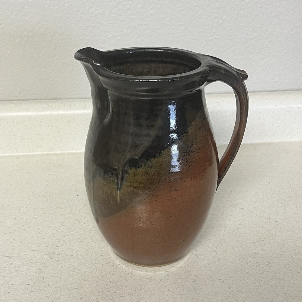 Stoneware‎ Pottery Signed By Val Neumann Pitcher Hand Thrown Earth Tones - Picture 4 of 12